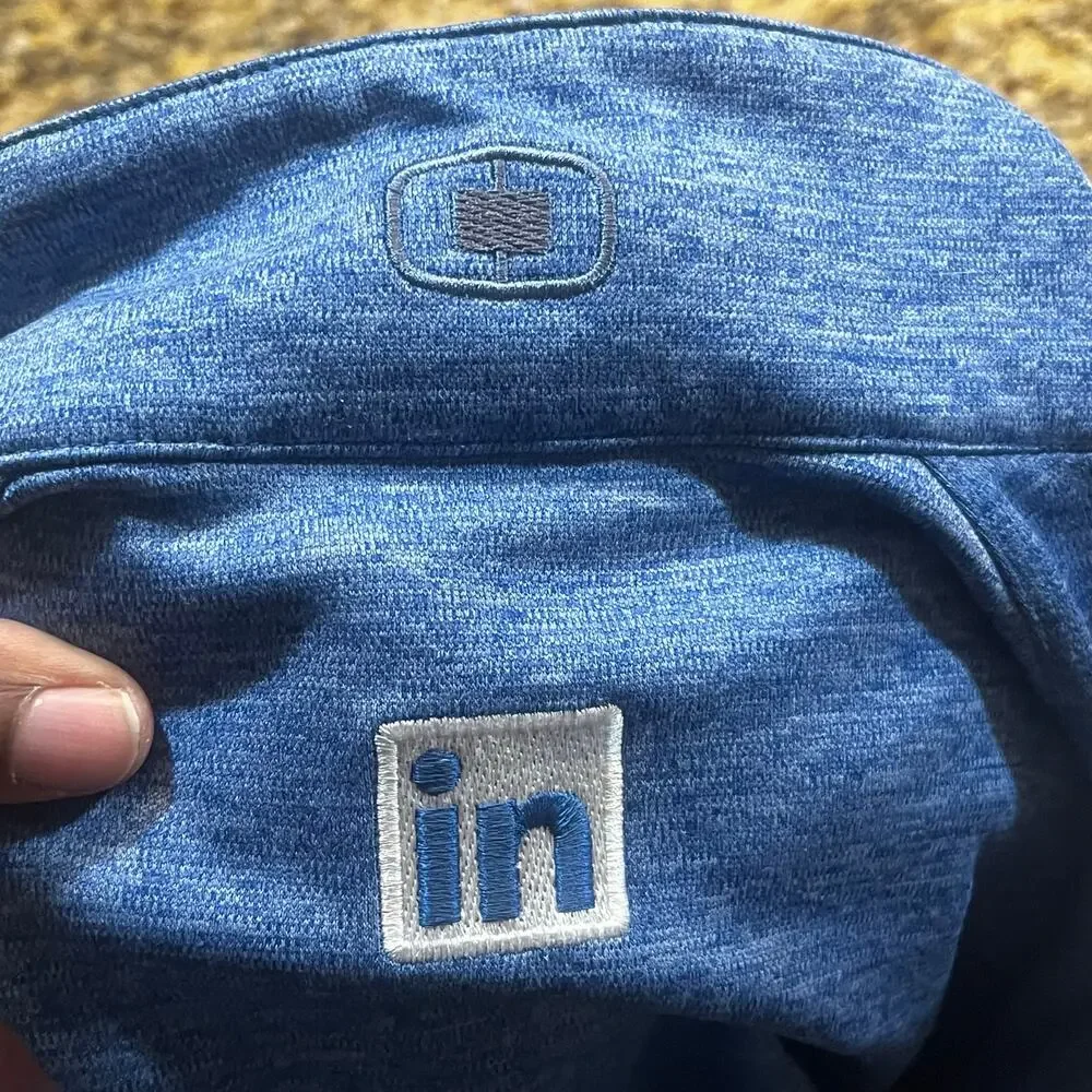 LinkedIn Employee Men 2XL Quarter Zip Pullover Blue‎ Corporate Tech Workwear